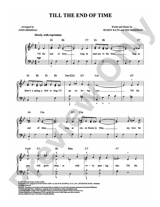 Till the End of Time - Arr. John Brimhall - Easy Piano (Digital Download)