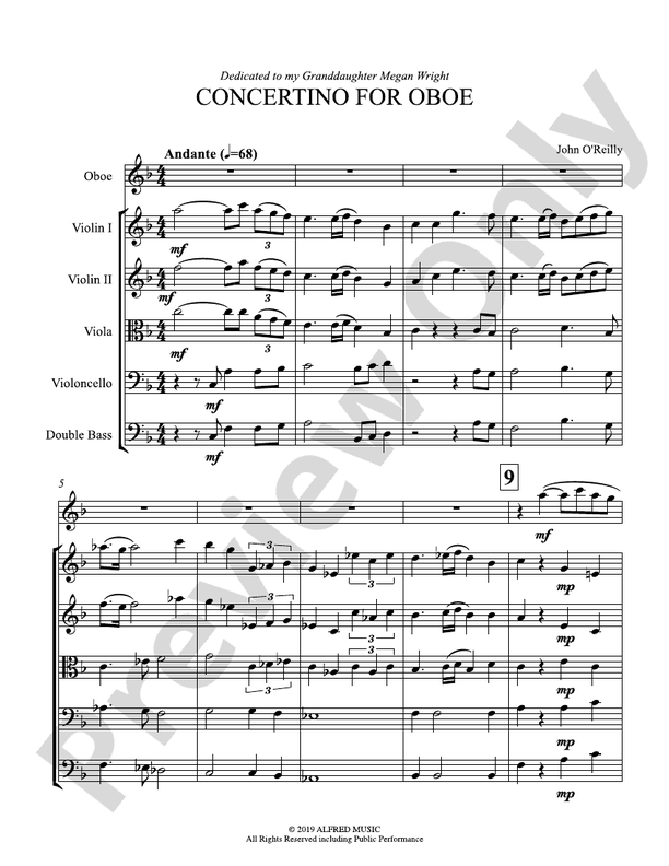 Concertino for Oboe - String Orchestra Conductor Score & Parts (Digital Download)