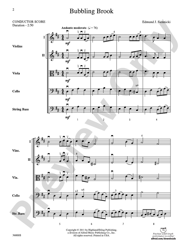 Bubbling Brook – String Orchestra Conductor Score & Parts (Digital Download)