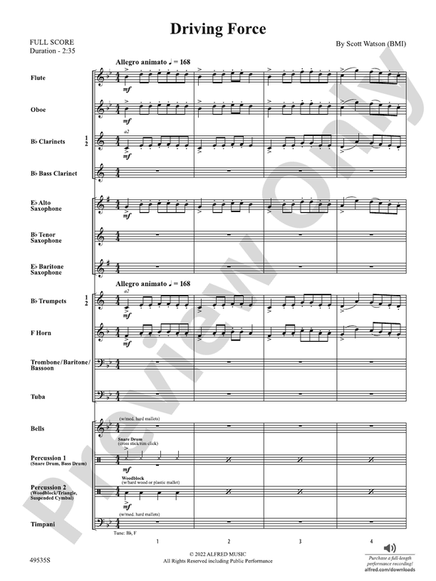 Driving Force - Concert Band Conductor Score & Parts (Digital Download)