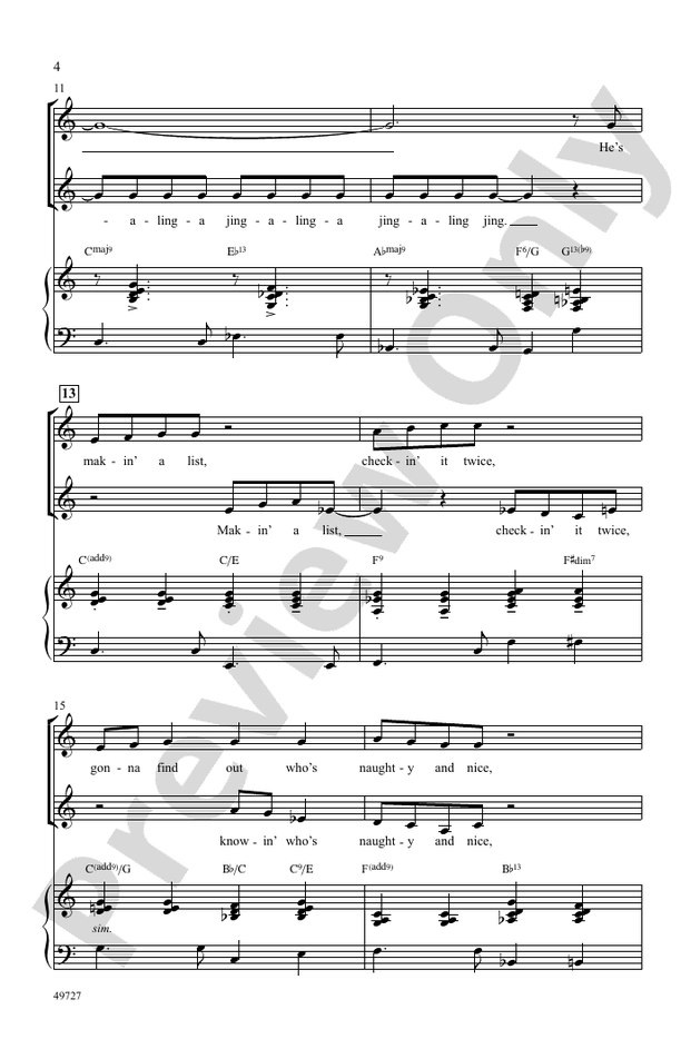 Santa Claus Is Comin' to Town - SSA Choral Octavo (Digital Download)
