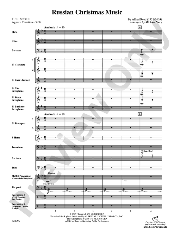 Russian Christmas Music (Grade 2) - Concert Band Conductor Score & Parts (Digital Download)