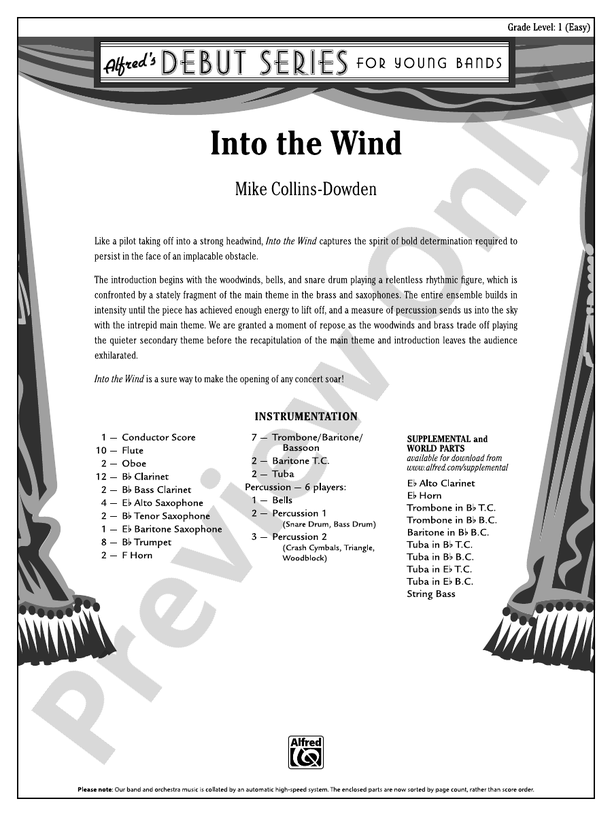 Into the Wind - Concert Band Conductor Score & Parts (Digital Download)