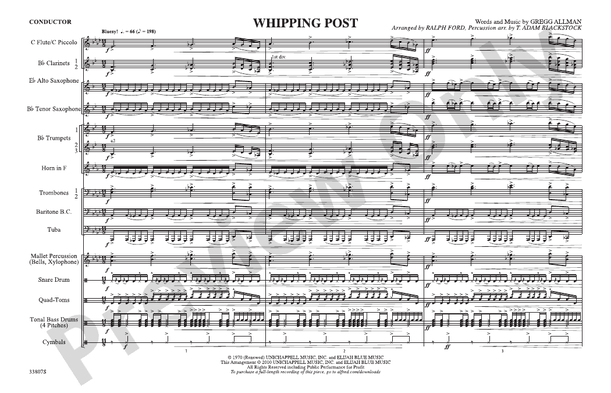 Whipping Post – Marching Band Conductor Score & Parts (Digital Download)