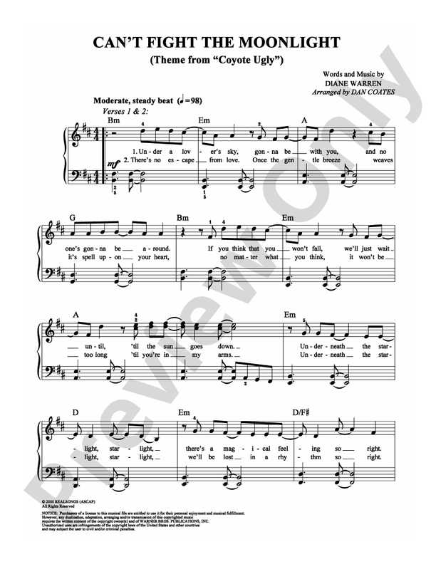 Can't Fight The Moonlight - Arr. Dan Coates - Easy Piano (Digital Download)
