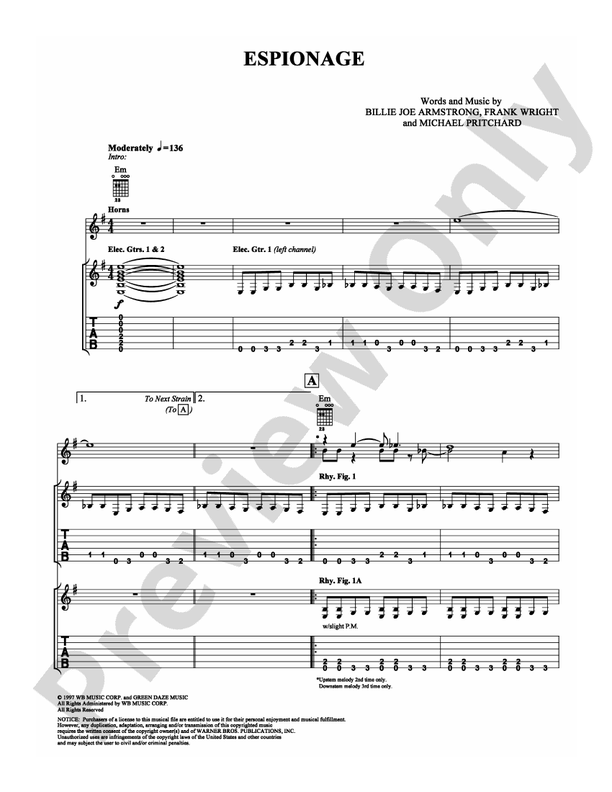 Espionage - Guitar TAB (Digital Download)