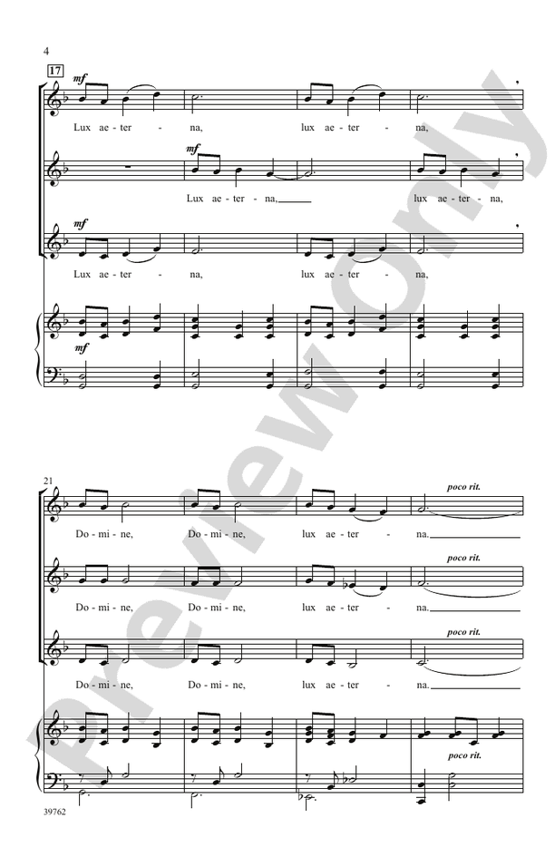 Lux Aeterna – SSA Choral Octavo (Digital Download)