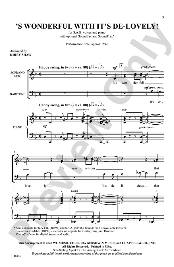 S Wonderful with It's De-Lovely! - SAB Choral Octavo (Digital Download)