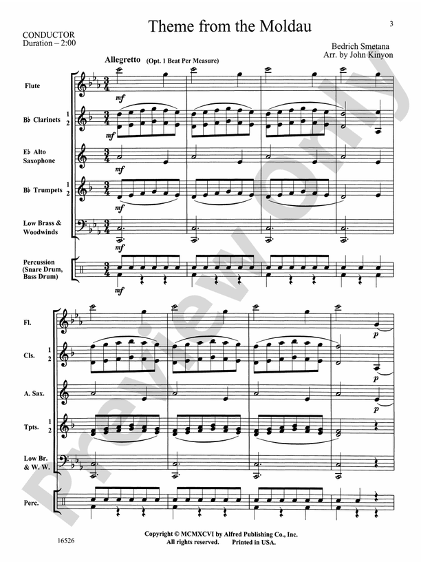Theme from "The Moldau" - Concert Band Conductor Score & Parts (Digital Download)