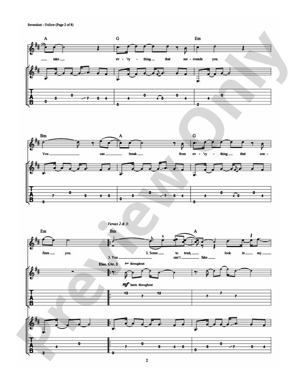 Follow - Sevendust  - Guitar TAB (Digital Download)
