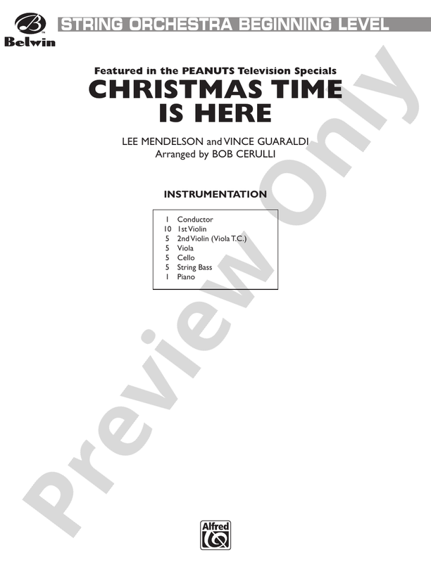 Christmas Time Is Here – String Orchestra Conductor Score & Parts (Digital Download)