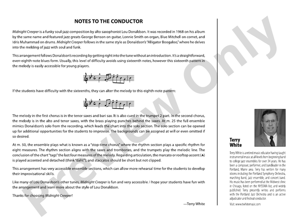Midnight Creeper – Jazz Ensemble Conductor Score & Parts (Digital Download)