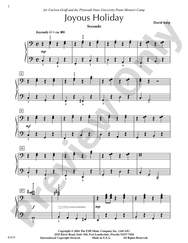 Joyous Holiday - DSM-DE1019 - 1 Piano, 4 Hands (Digital Download)