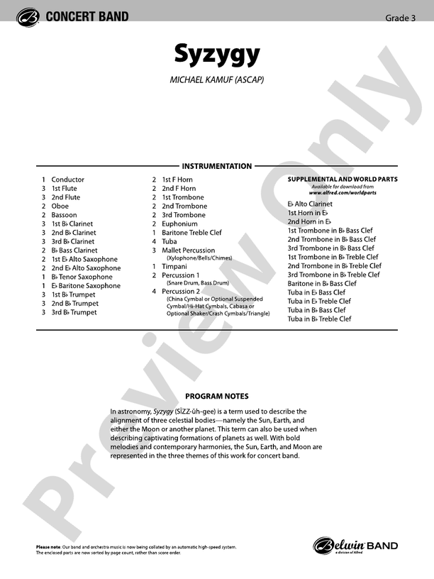 Syzygy - Concert Band Conductor Score & Parts (Digital Download)