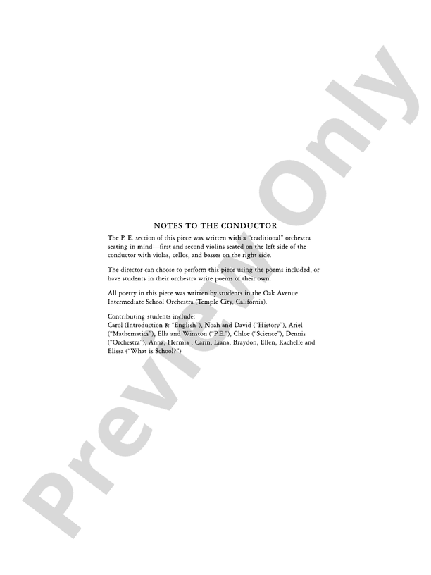 School - String Orchestra Conductor Score & Parts (Digital Download)