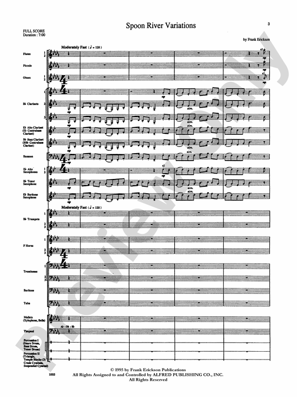 Spoon River Variations - Concert Band Conductor Score & Parts (Digital Download)