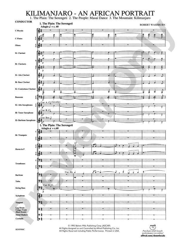 Kilimanjaro: An African Portrait - Concert Band Conductor Score & Parts (Digital Download)