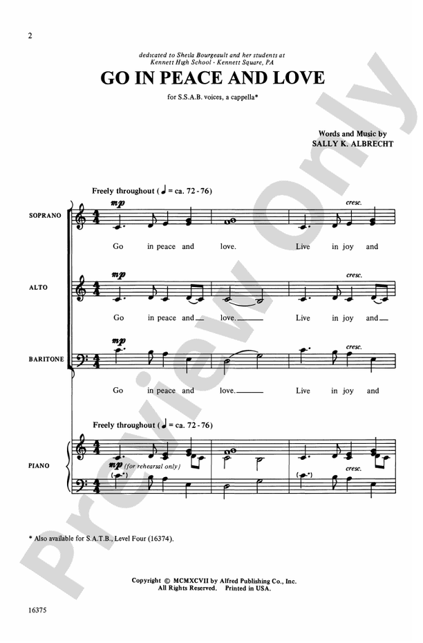 Go in Peace and Love – SSAB, a cappella Choral Octavo (Digital Download)