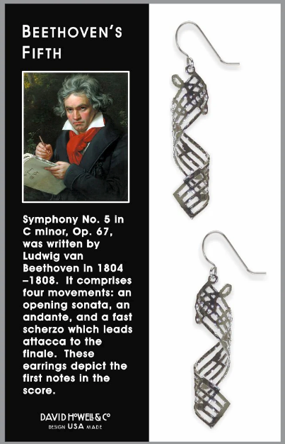 Beethoven's Fifth Musical Note Drop Earrings