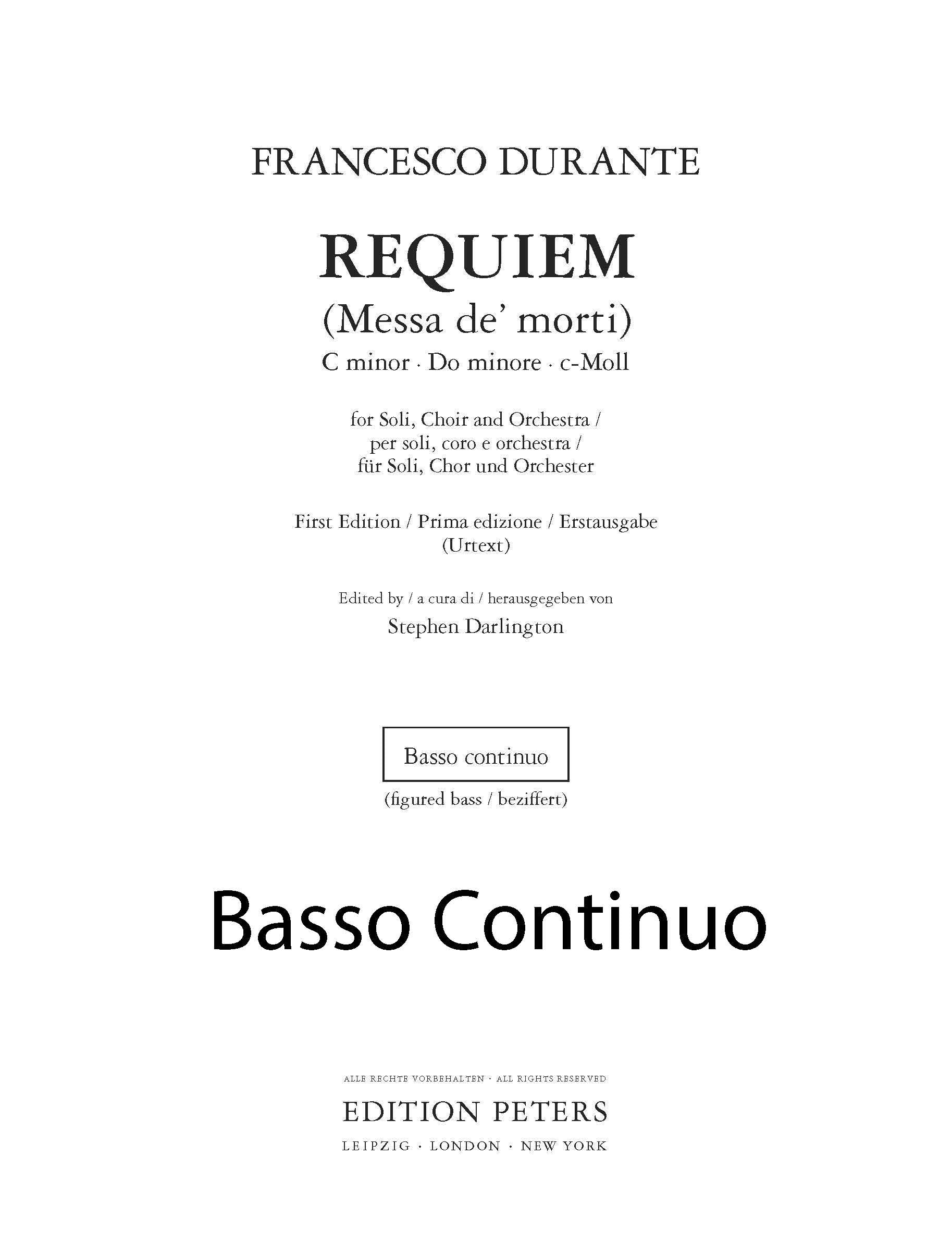 Durante - Requiem (Messa de' morti) (EP73044) - Double Bass (Digital Download)