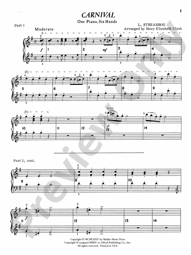 Carnival - 1 Piano, 6 Hands (Digital Download)