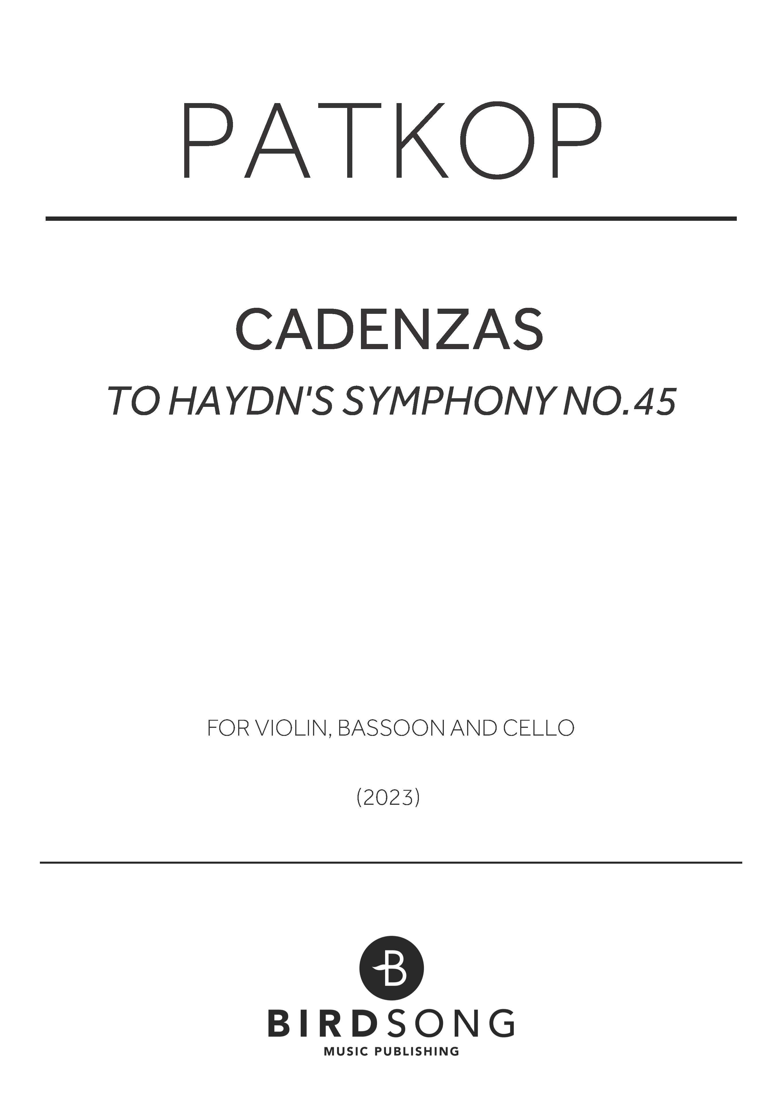Cadenzas to Haydn's Symphony No.45 - Instrumental Ensemble (Digital Download)