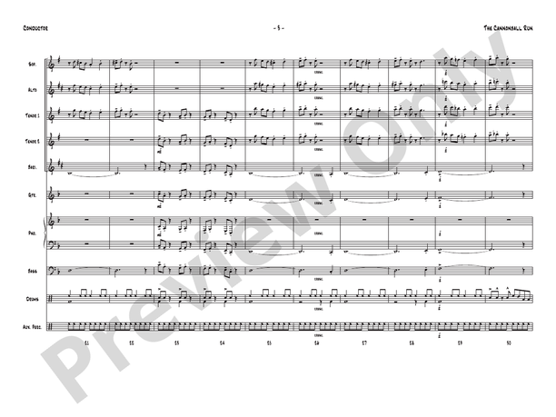 The Cannonball Run (Written for five saxes) - Jazz Ensemble Conductor Score & Parts (Digital Download)
