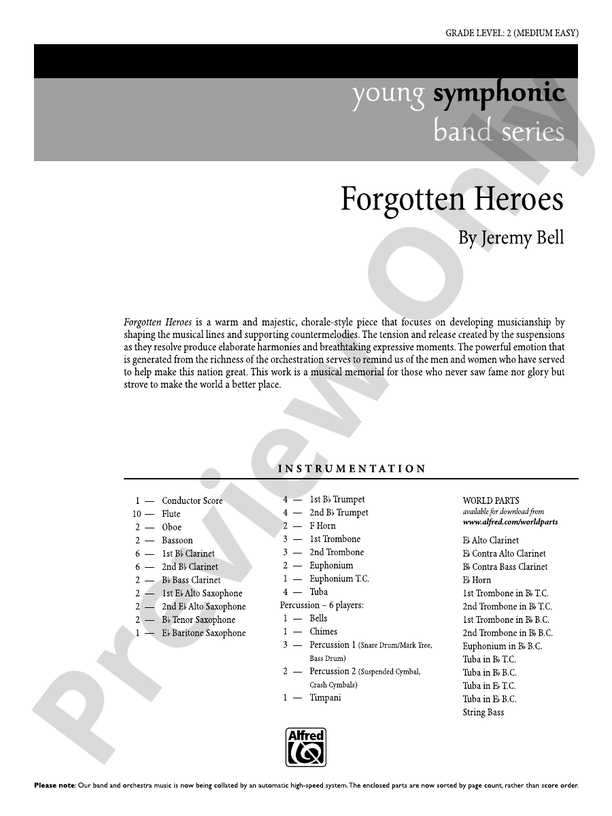 Forgotten Heroes - Concert Band Conductor Score & Parts (Digital Download)