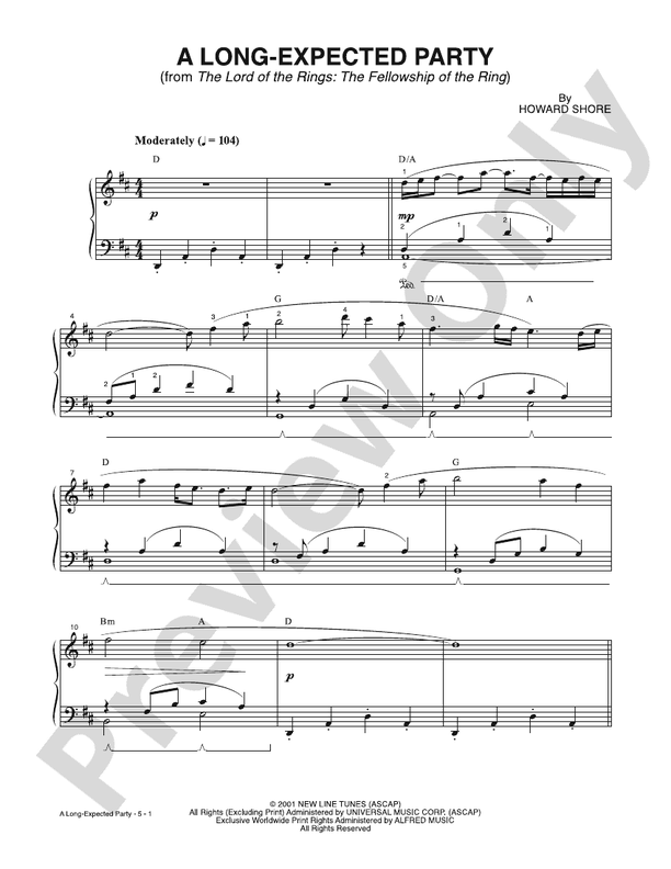 A Long-Expected Party (from The Lord of the Rings: The Fellowship of the Ring) - Easy Piano (Digital Download)