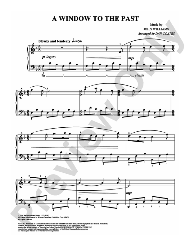 A Window to the Past - Arr. Dan Coates - Easy Piano (Digital Download)