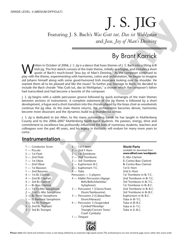 J.S. Jig - Concert Band Conductor Score & Parts (Digital Download)