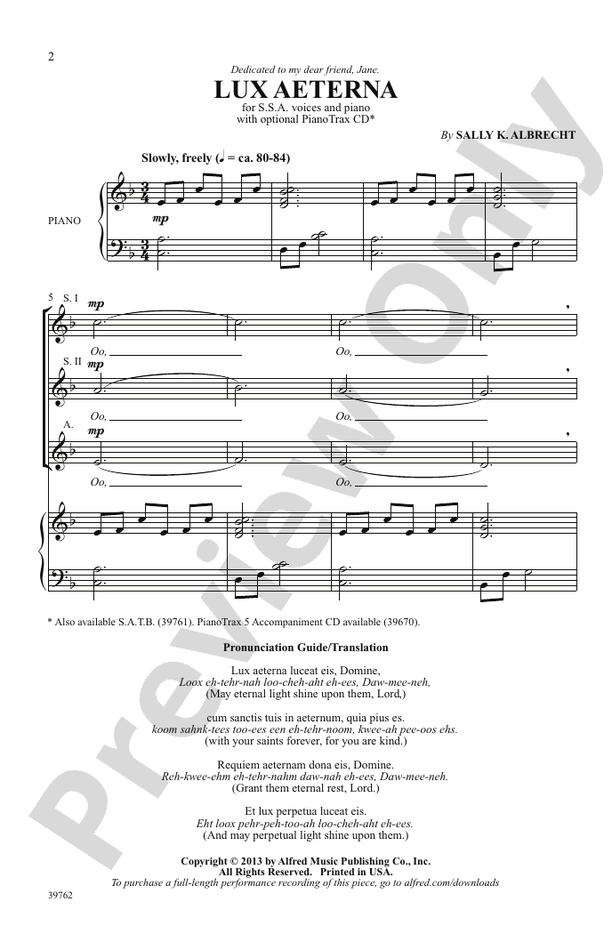 Lux Aeterna – SSA Choral Octavo (Digital Download)