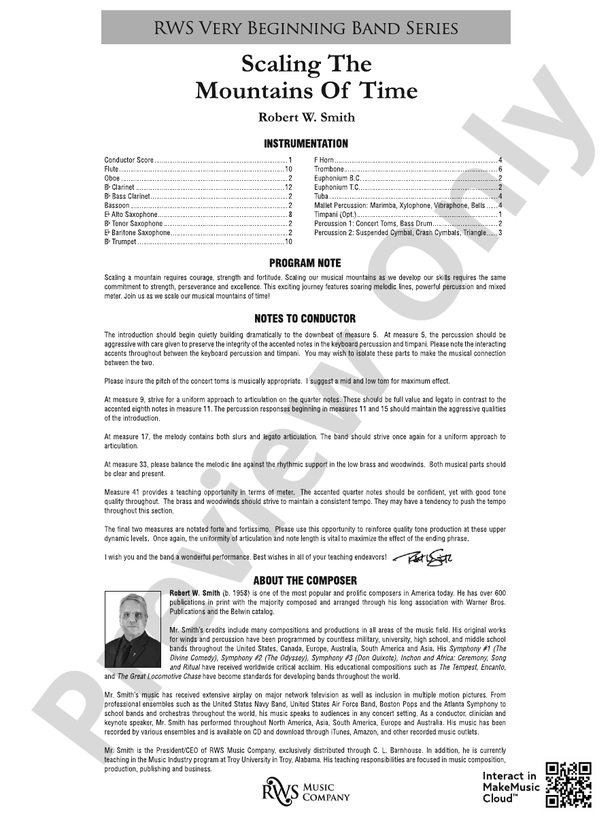 Scaling the Mountains of Time - Concert Band Conductor Score & Parts (Digital Download)