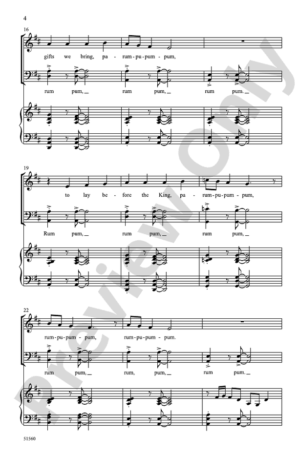 The Little Drummer Boy - SATB Choral Octavo (Digital Download)