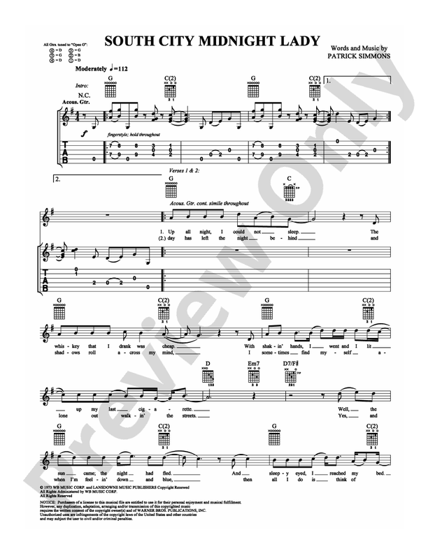 South City Midnight Lady - Easy Guitar (Digital Download)