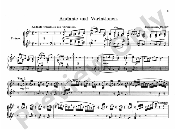 Mendelssohn - Op. 83a & Op. 98 - 1 Piano, 4 Hands (Digital Download)