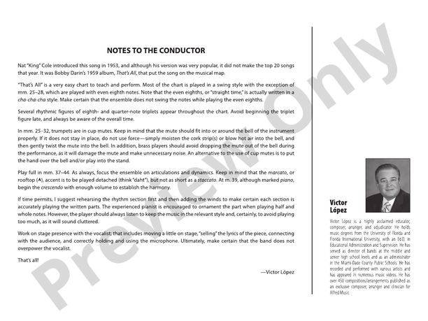That's All - Jazz Ensemble Conductor Score & Parts(Digital Download)