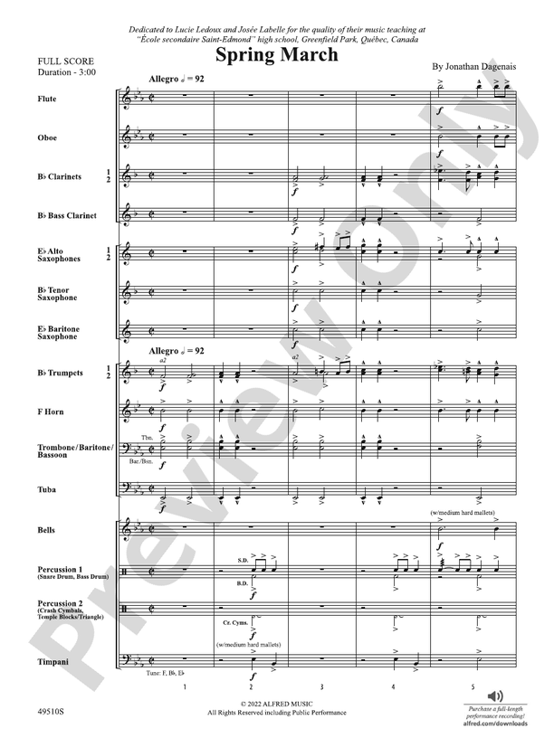 Spring March - Concert Band Conductor Score & Parts (Digital Download)
