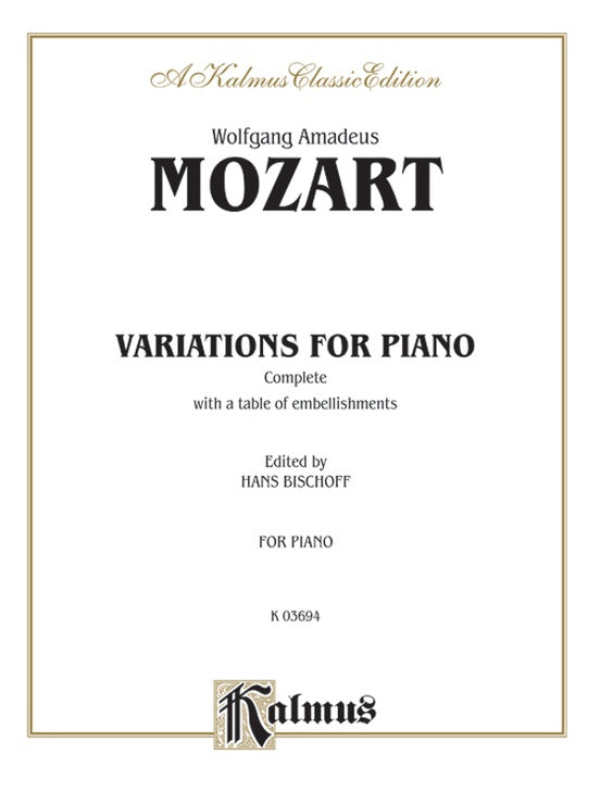 Mozart - Variations, Complete - Piano Solo (Digital Download)