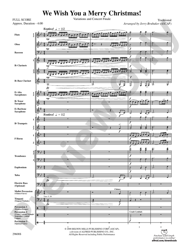 We Wish You a Merry Christmas! - Concert Band Conductor Score & Parts (Digital Download)