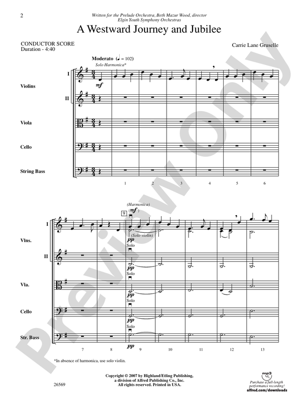 A Westward Journey and Jubilee – String Orchestra Conductor Score & Parts (Digital Download)