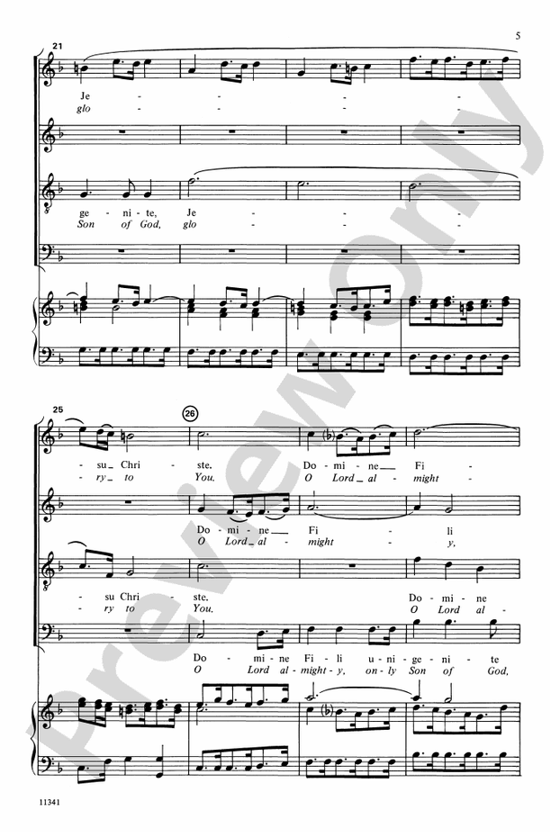 Domine Fili Unigenite (from Gloria) – SATB Choral Octavo (Digital Download)