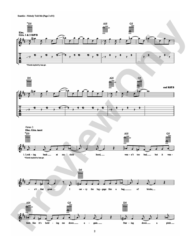 Nobody Told Me - Guitar TAB (Digital Download)