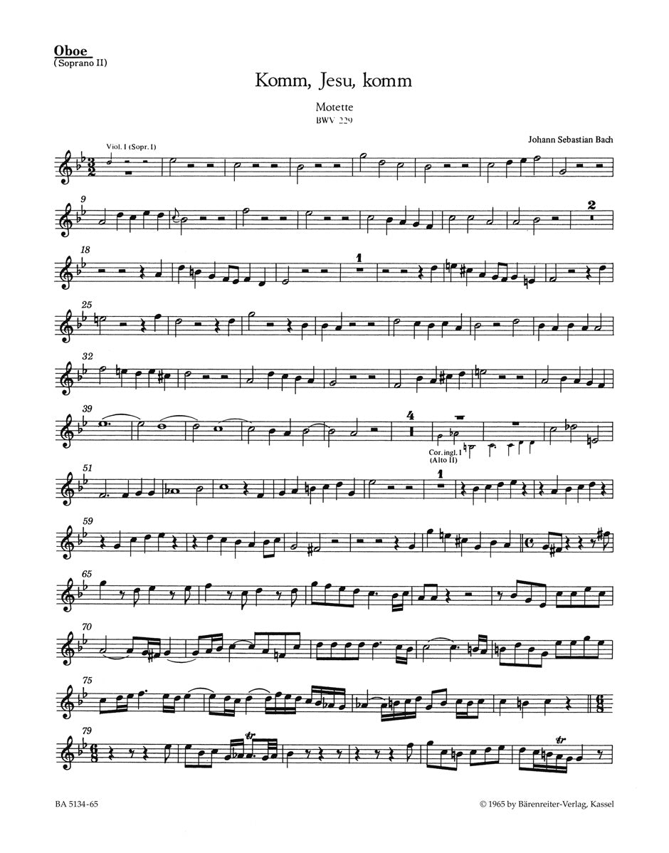 KOMM JESU KOMM WIND SET BACH J S