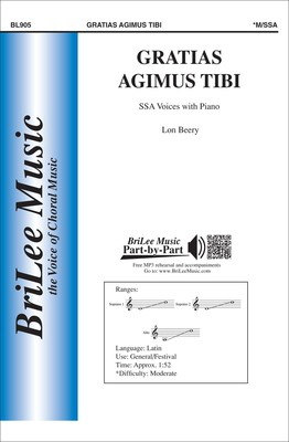 Gratias Agimus Tibi - Lon Beery - SSA BriLee Music Octavo