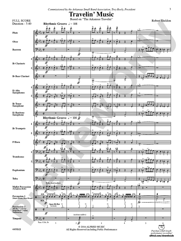 Travelin' Music - Concert Band Conductor Score & Parts (Digital Download)