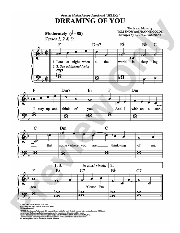 Dreaming of You - Arr. Richard Bradley - Easy Piano (Digital Download)