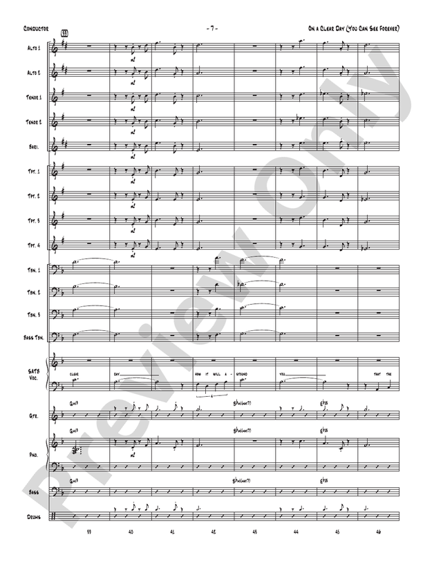 On a Clear Day (You Can See Forever) - Jazz Ensemble Conductor Score & Parts(Digital Download)