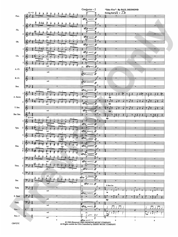 Dave Brubeck: It's About Time - Concert Band Conductor Score & Parts (Digital Download)
