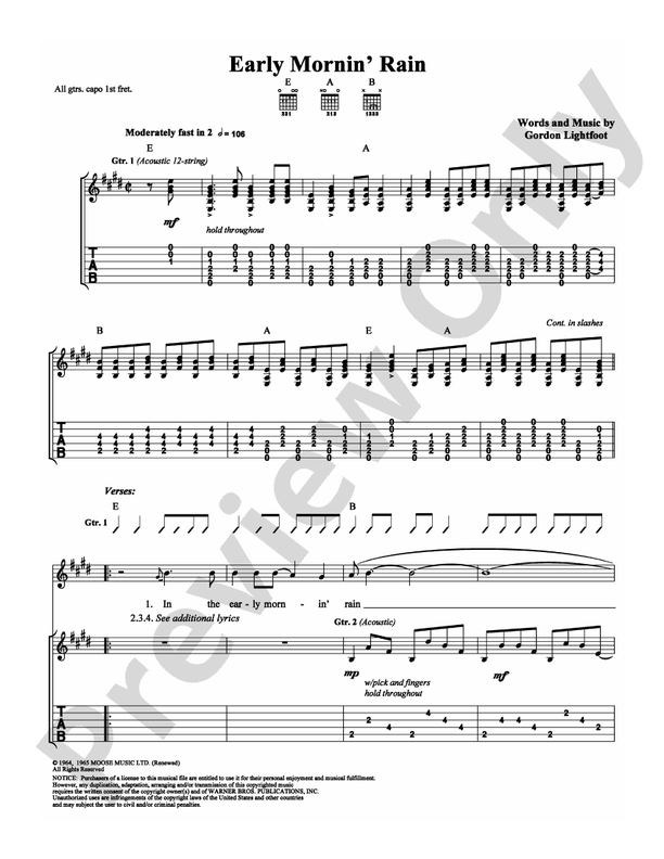 Early Mornin' Rain - Guitar TAB (Digital Download)